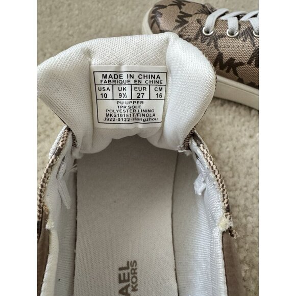 Michael Kors Girls 10c Brown Finola Sneakers Monogrammed Designer Slip on - Picture 8 of 8